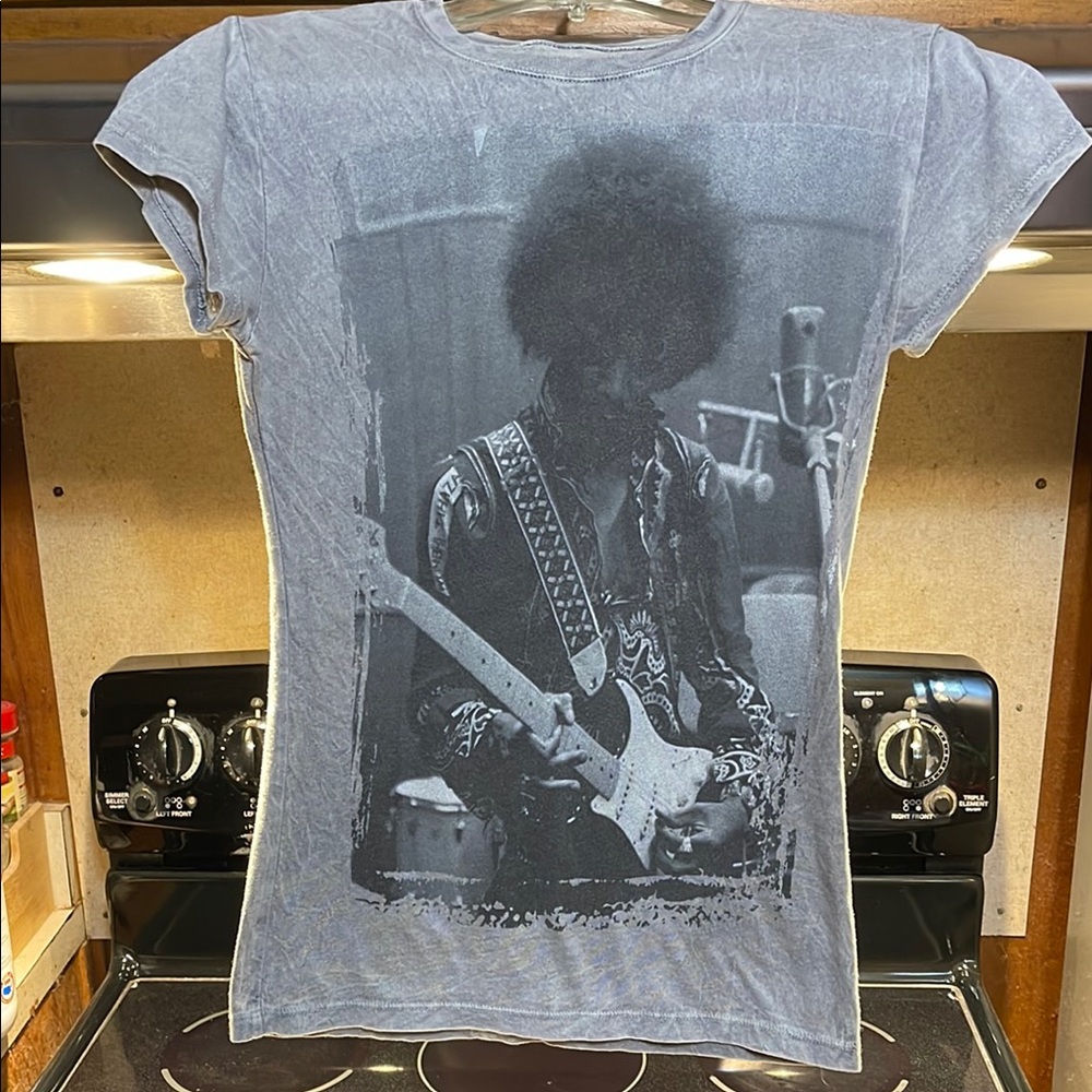 Gray Graphic T-Shirt with Musician Print